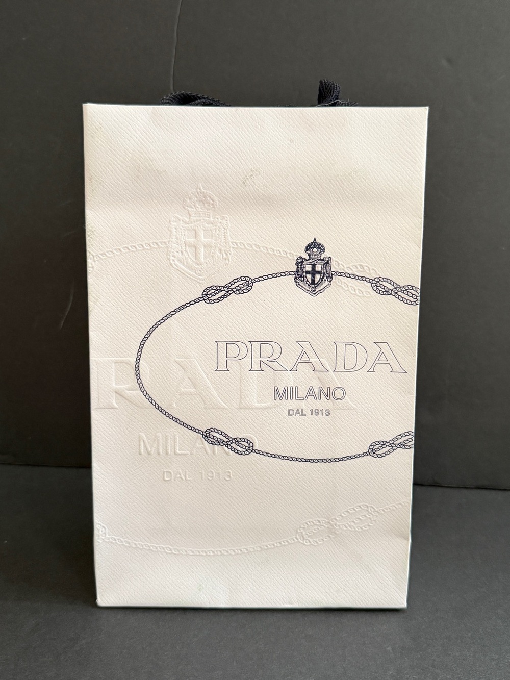 Prada White Milano Logo Gift Bag